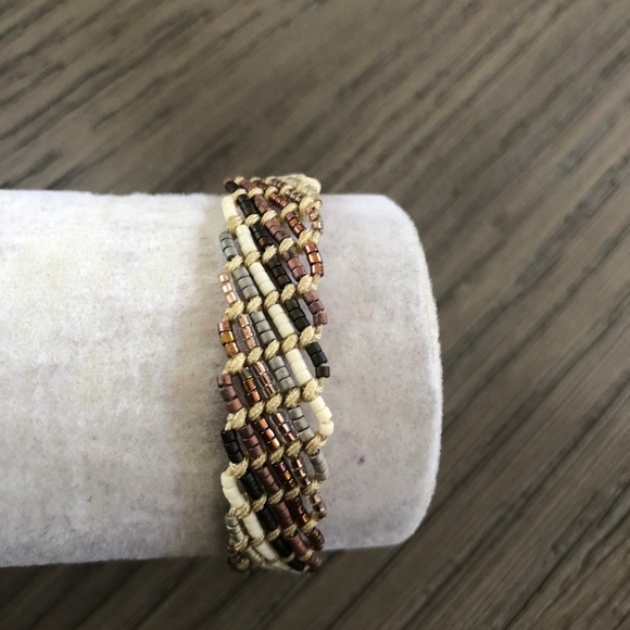 New Auth Chan Luu Rose Gold Mix Seed Bead Pull Tie - Picture 1 of 5